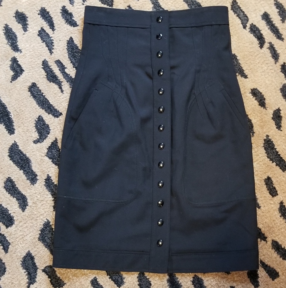 Balenciaga black high waist button skirt sz 36 XS